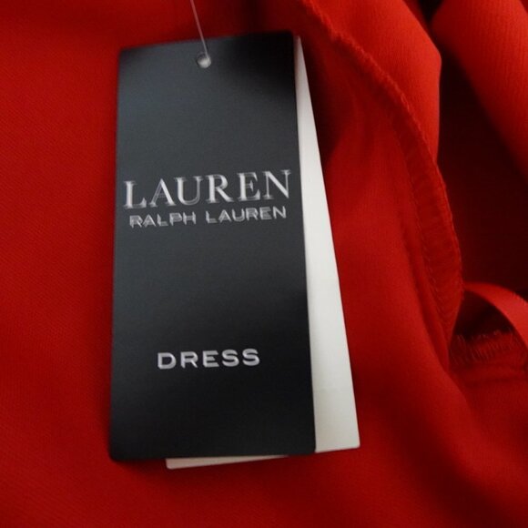 Ralph Lauren Red Cocktail Dress Women’s Size 2 Long Sleeve Surplice Lined - Picture 8 of 11